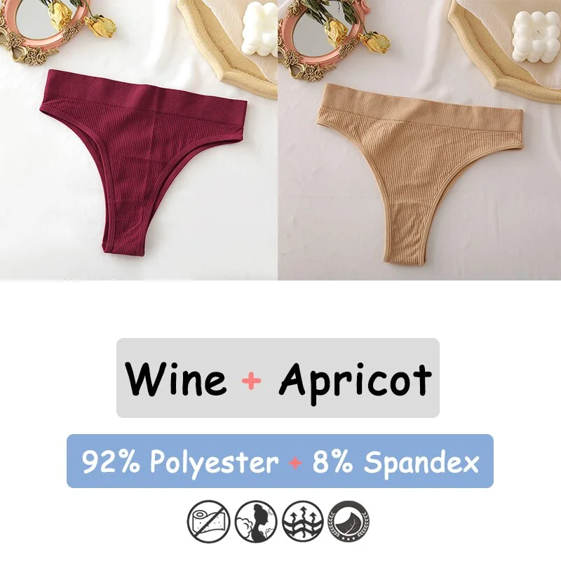 Billionm Women's Thong Seamless High Waisted Women's Panties Sexy Lingerie Comfortable Cotton Briefs Intimates Female Underpants