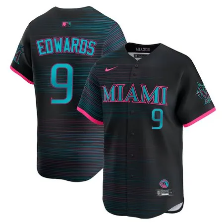 Youth Miami Marlins #9 Xavier Edwards  Black 2025 City Connect Limited Jersey