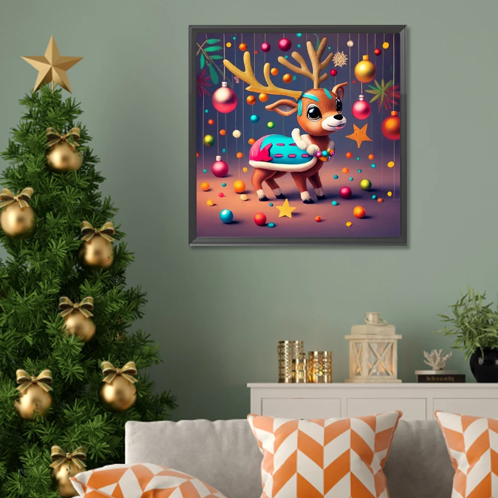 Diamond Painting - Full Round Drill - Xmas Reindeer(Canvas|30*30cm)