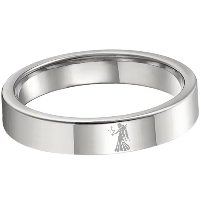 Sliver Tungsten Carbide Rings Flat Virgo Wedding Bands Flat Top Comfort Fit 4MM 6MM 8MM