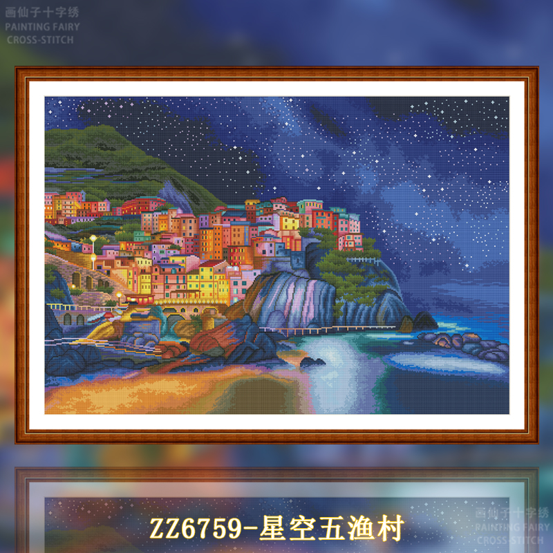 [ZZ6759-Starry Sky Cinque Terre]  Painting Fairy Cross Stitch