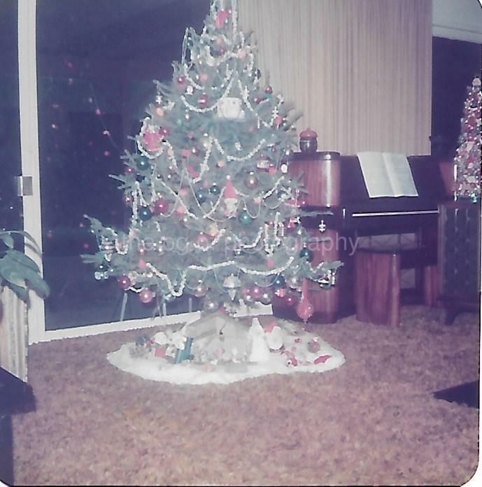 Christmas Tree FOUND Photo Poster painting ColorOriginal Snapshot VINTAGE 03 13 D