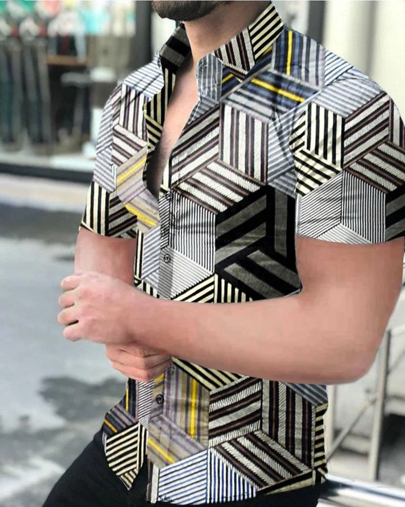 Men's Casual Printed Short-Sleeved Shirt56