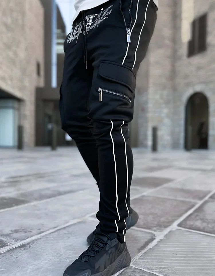 Men Stretch Slim Fit Black Overalls Skinny Hot Drill Street Punk Pencil Pants at Hiphopee
