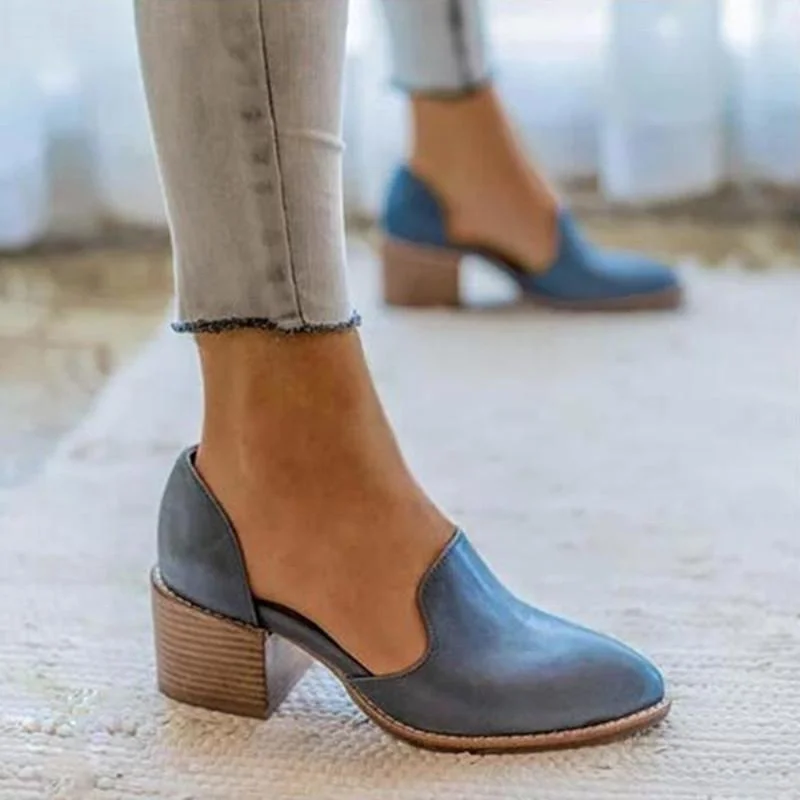 Pantofi moderni pentru femei, cu vârf ascuțit, pantofi cu toc gros