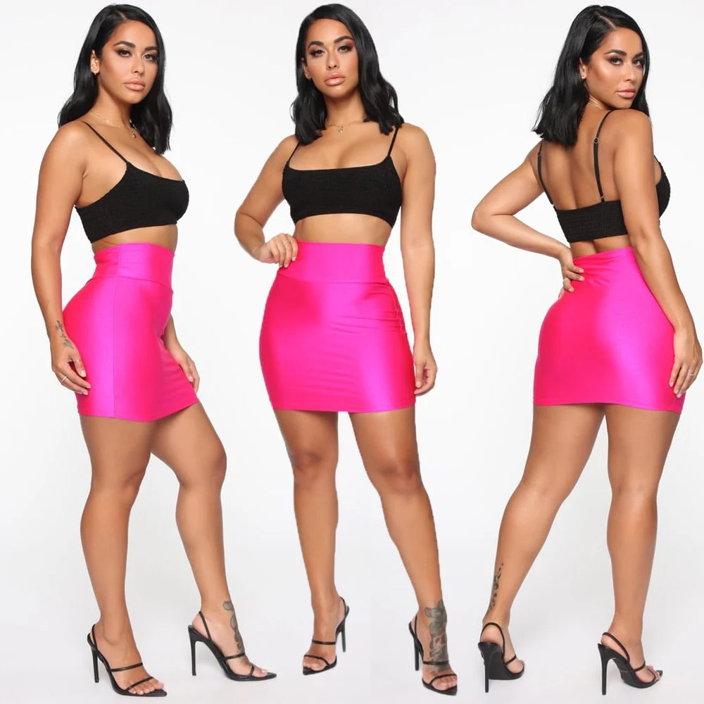 Women Sexy Pencil Mini Skirts 2020 Summer Ladies High Waist Stretchy Slim Bodycon Skirts Club Wear Casual Short Skirts