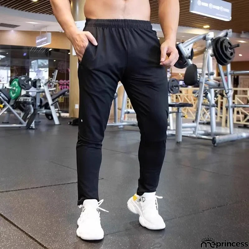 Men's Polyester Drawstring Closure Fitness Gymwear Trousers