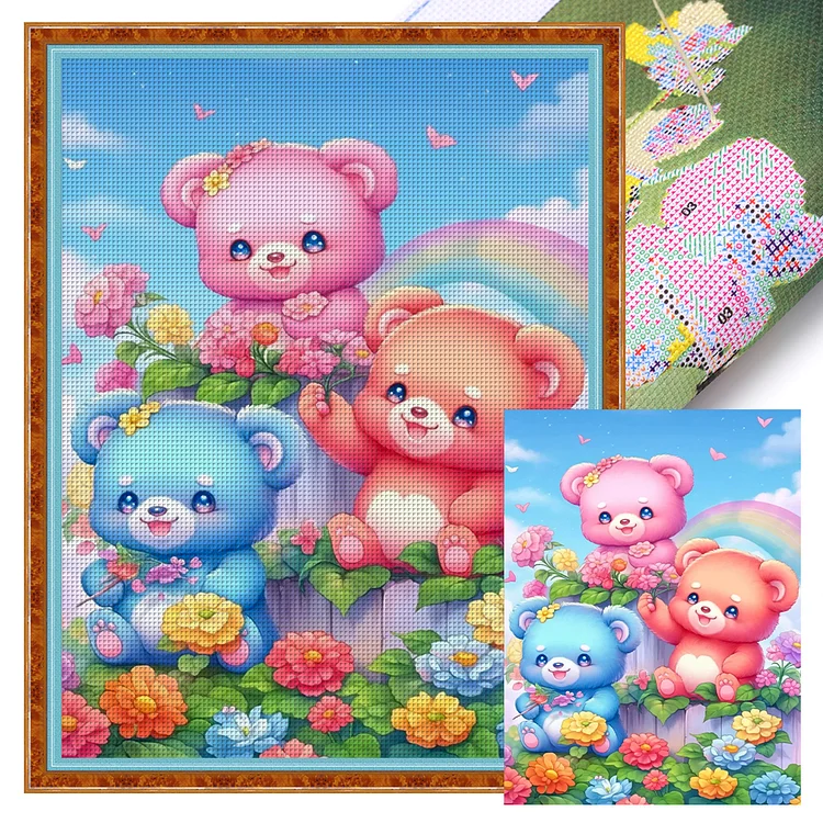 Cartoon Bear (40*56cm) 11CT Stamped Cross Stitch gbfke