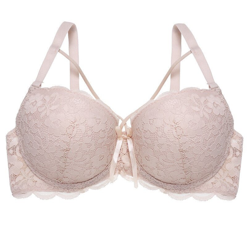FINETOO Sexy Lace Bra Fashion Racerback Floral Bras For Women B C Cup Underwire Lingerie Bralette Female Bow Brallete Brassiere