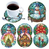 6Pcs/set Diamond Painting Wooden Christmas Coaster Cup Cushion With Holder