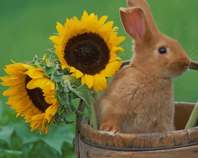 

Rabbit And Sunflowers – Paint By Numbers - 40*50CM, 501 Original