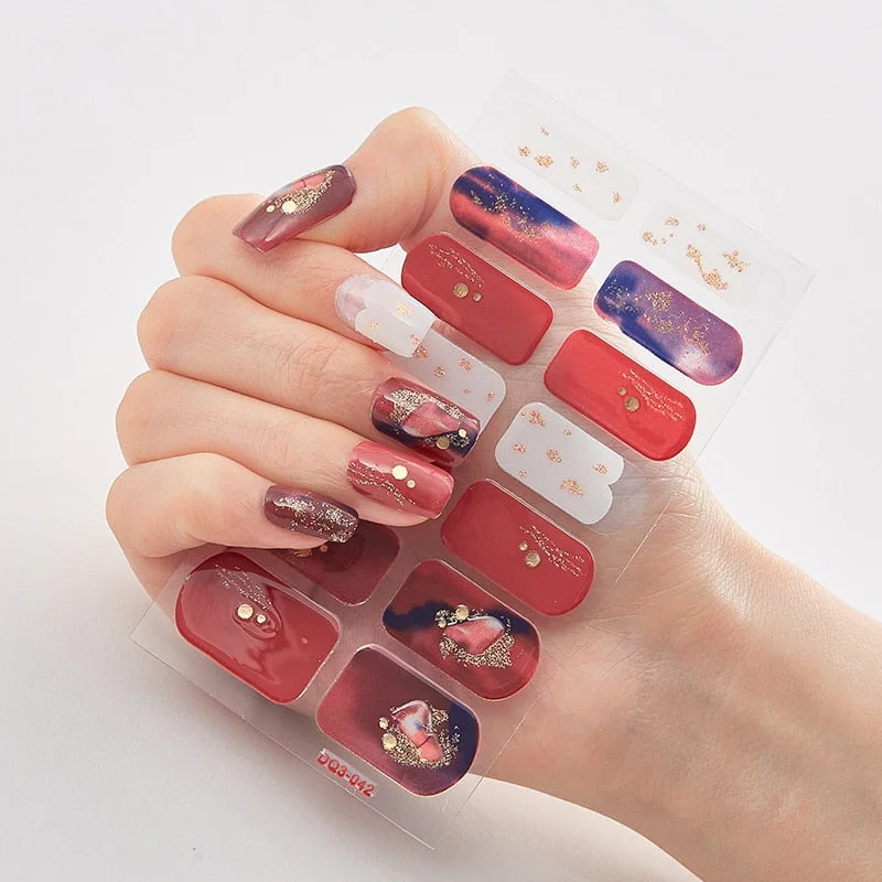 Five Sorts 0f Nail Stickers Nail Wraps DIY Creative Women Salon Sticker For Nails Nail Strips Full Cover Nail Stickers Shiny