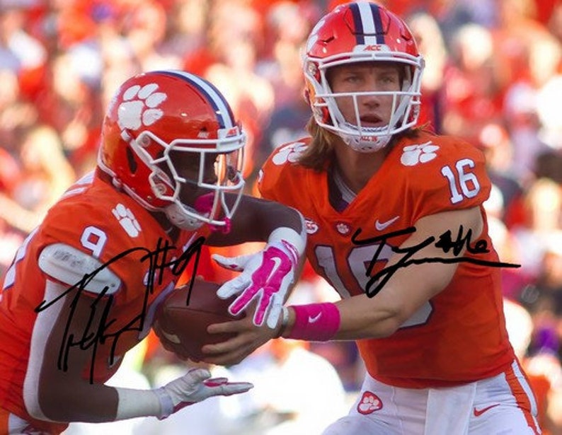 Trevor Lawrence & Travis Etienne Signed Photo Poster painting 8X10 rp Autographed Clemson Tigers