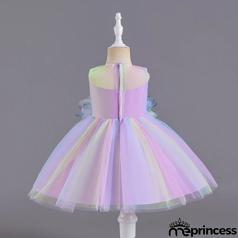 Infant and Toddler Dresses Floral Dress Multi-Color Mesh Pouf Princess Dress