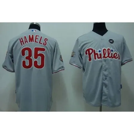 Phillies #35 Colbert Hamels Stitched Grey MLB Jersey