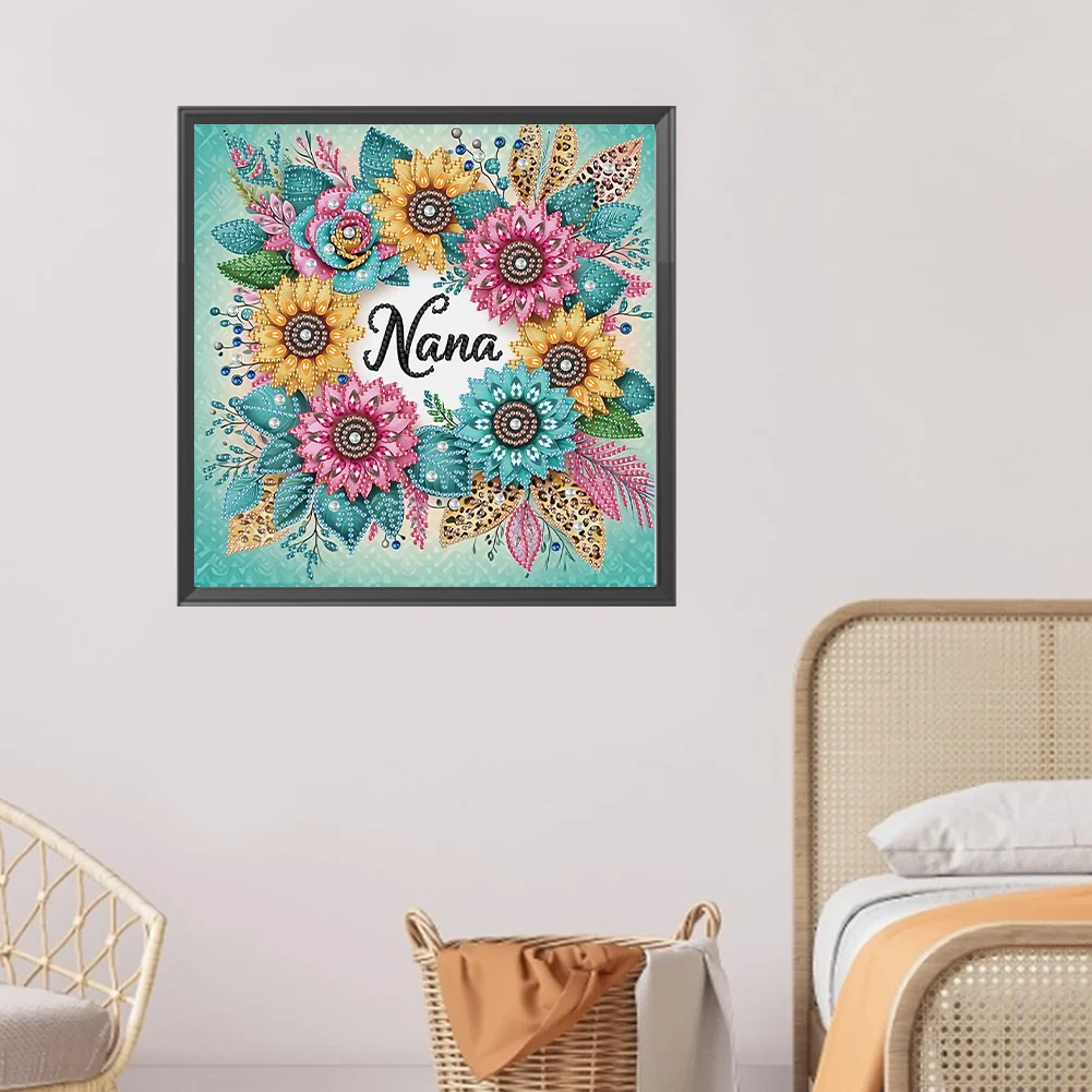 Diamond Painting - Partial Special Shaped Drill - Sunflower Wreath(Canvas|30*30cm)