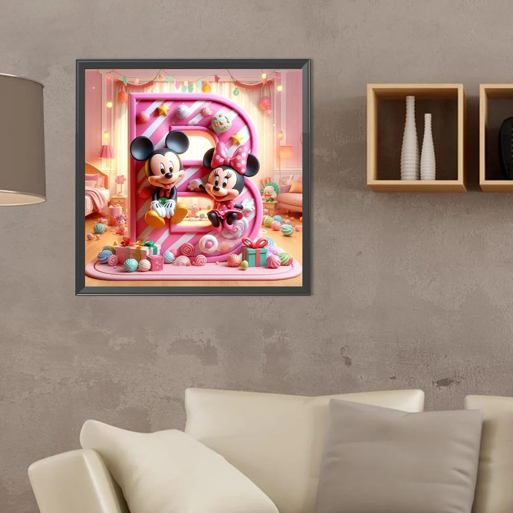 Full Round Diamond Painting 40*40cm - Mickey Minnie Alphabet