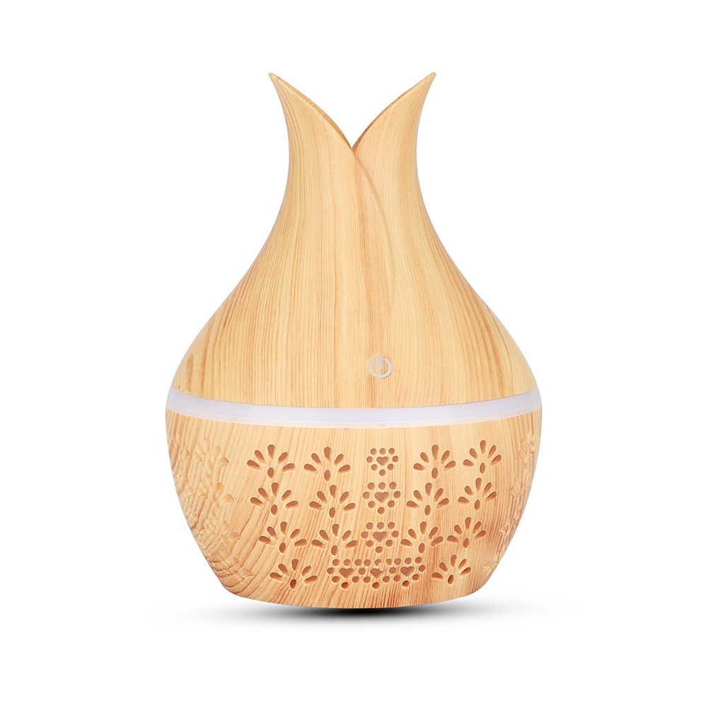 

300ml Hollow Wood Grain Ultrasonic Aroma Essential Oil Diffuser Humidifier, Dark wood grain, 501 Original