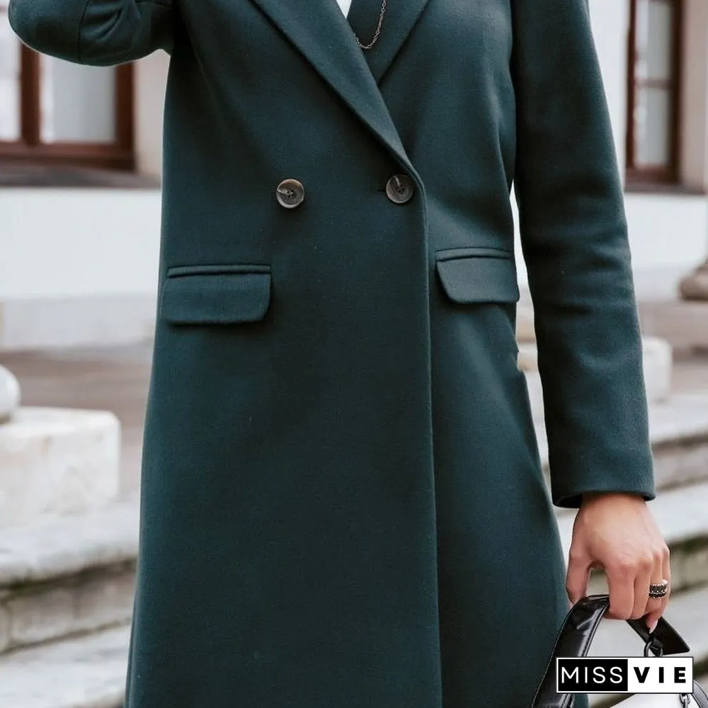 Autumn and Winter Long Suit Collar Woolen Coat Coat Coat
