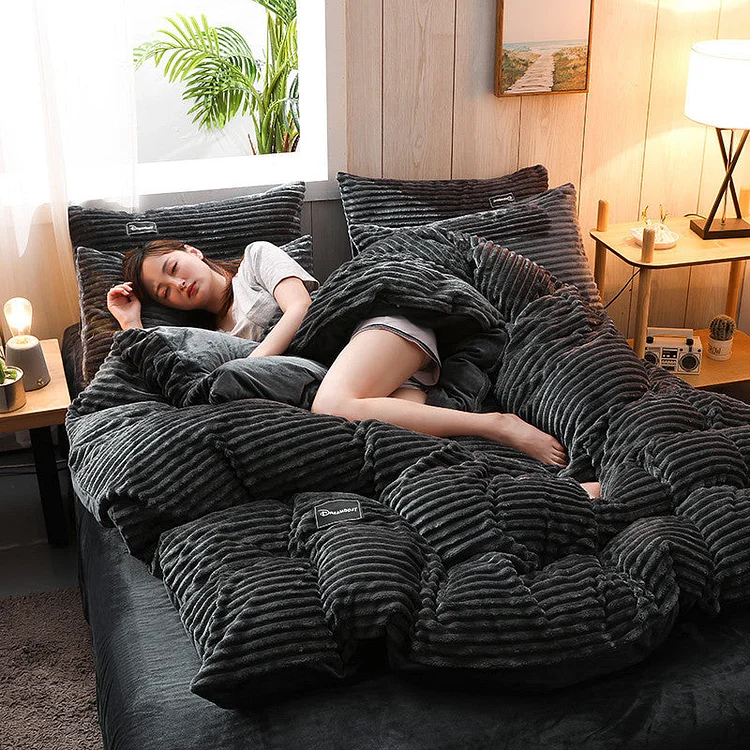 Thicken Corduroy Velvet Four-Piece Bedding Set by LuxuryLifeWay