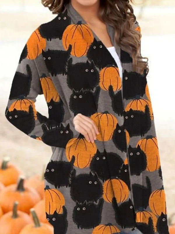Halloween Themed Printed Coat Cardigan