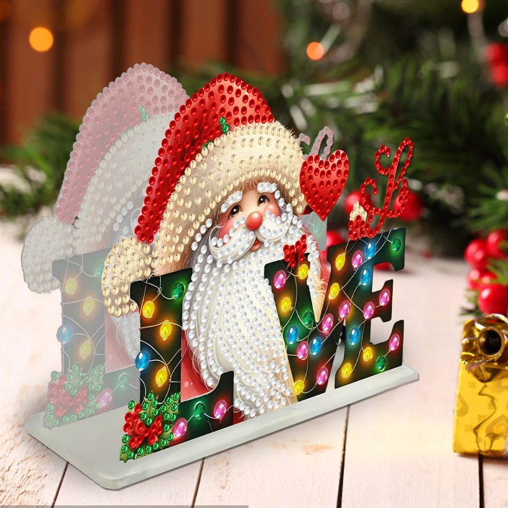 5D DIY Christmas Santa Claus Acrylic Double Sided Diamond Art Paper Towel Storage Rack Decor