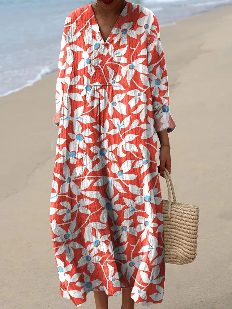 Women's Flower  Art Print Casual Dress