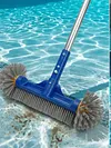 12.99inch Pool Brush Head with Round Ends High-Efficiency Pool Brush with High-Density Nylon Bristles for Corner for Cleaning Pools Walls Floors Steps Small Stains
