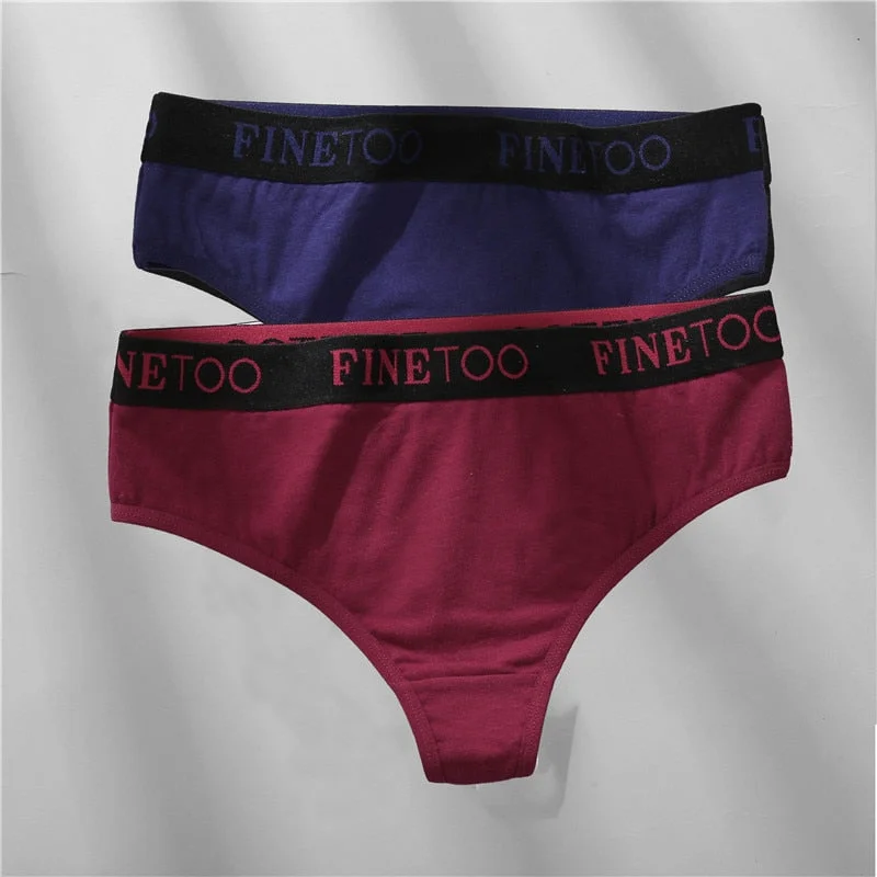 FINETOO 2/3PCS Cotton Sexy Underwear G-string Women M-XL Panties Fashion Letter Waist Femme 2021 Underpant For Woman Thong Girls