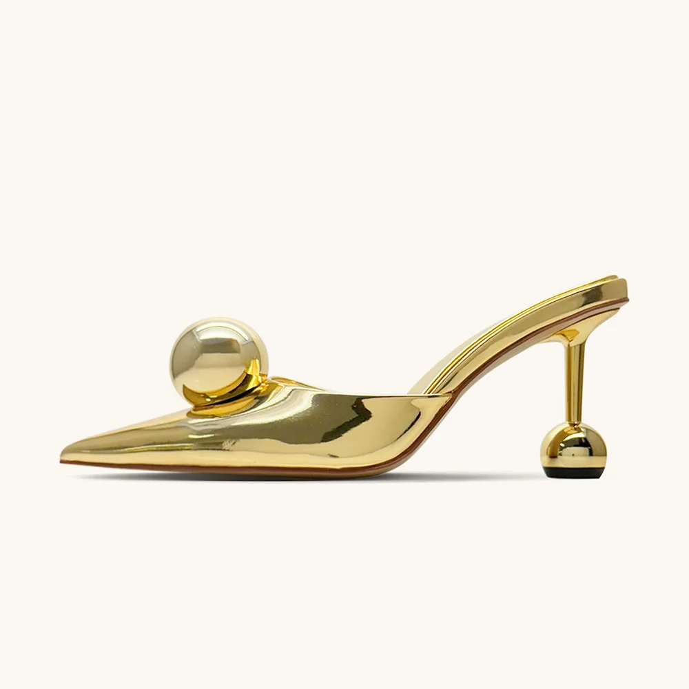 Pointed Toe Mules with Sculptural Heel