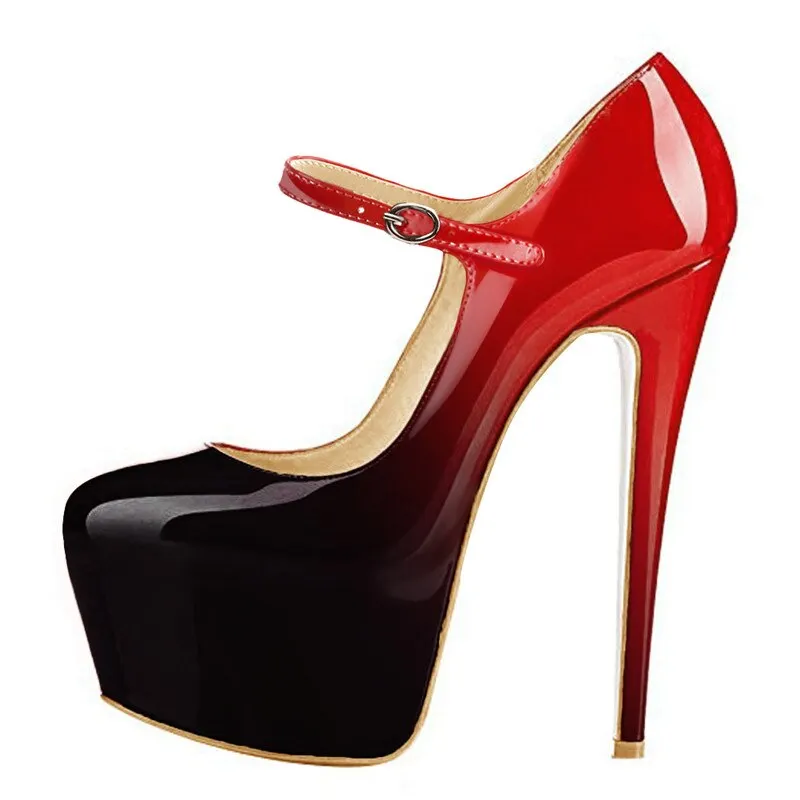 Onlymaker Women Mary Jane Platform Pumps Ankle Strap Stiletto 15~16cm High Heels Dress Buckle Shoes Large Size US5~US15