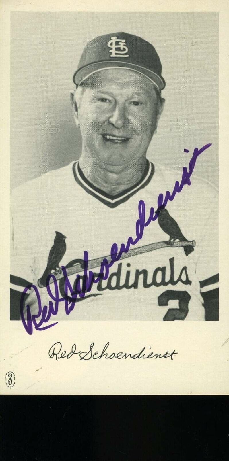 Red Schoendienst JSA Coa Hand Signed Cardinals Team Issue Photo Poster painting Autograph