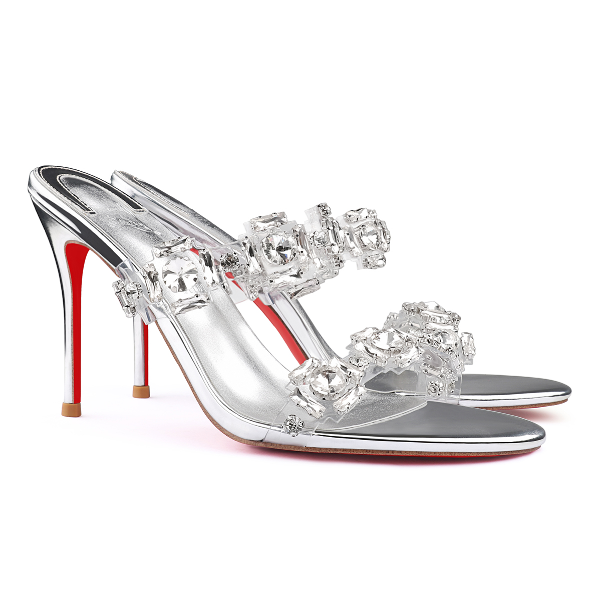 100mm/80mm/60mm Rhinestone Red Bottom Stilettos High Heel Sandals Party Shoes-MERUMOTE