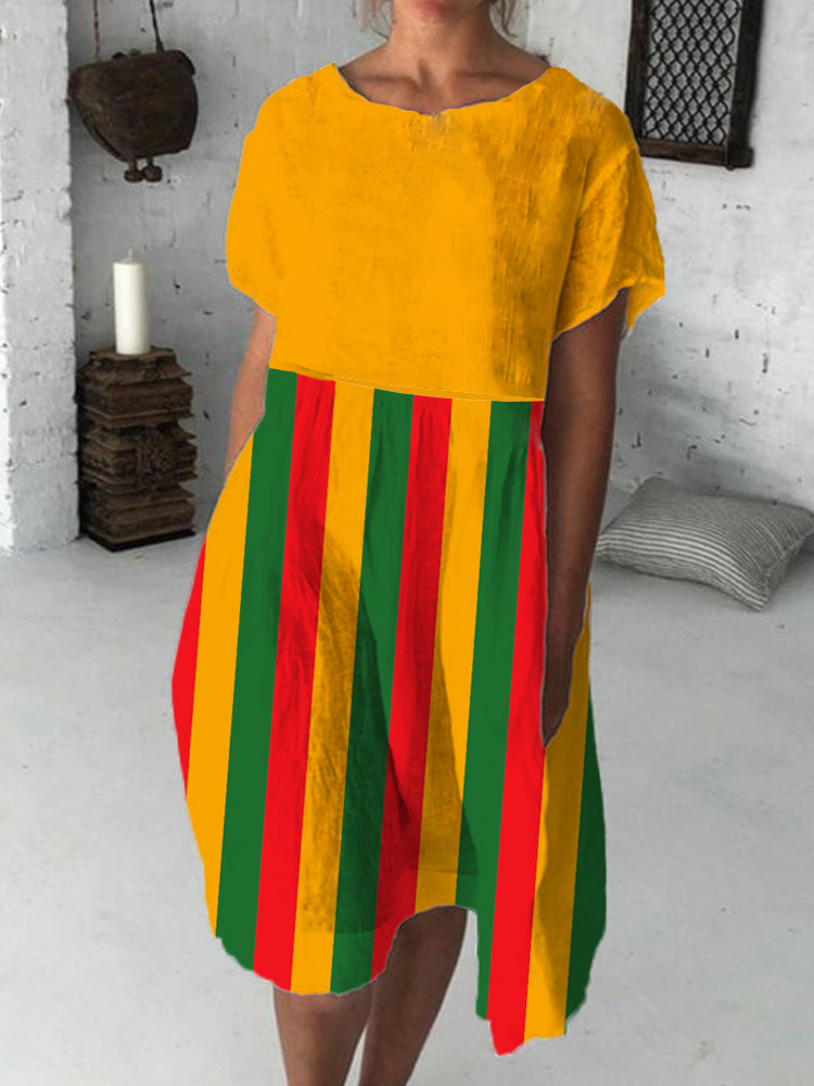 Juneteenth Inspired Stripes Comfy Midi Dress wearshes