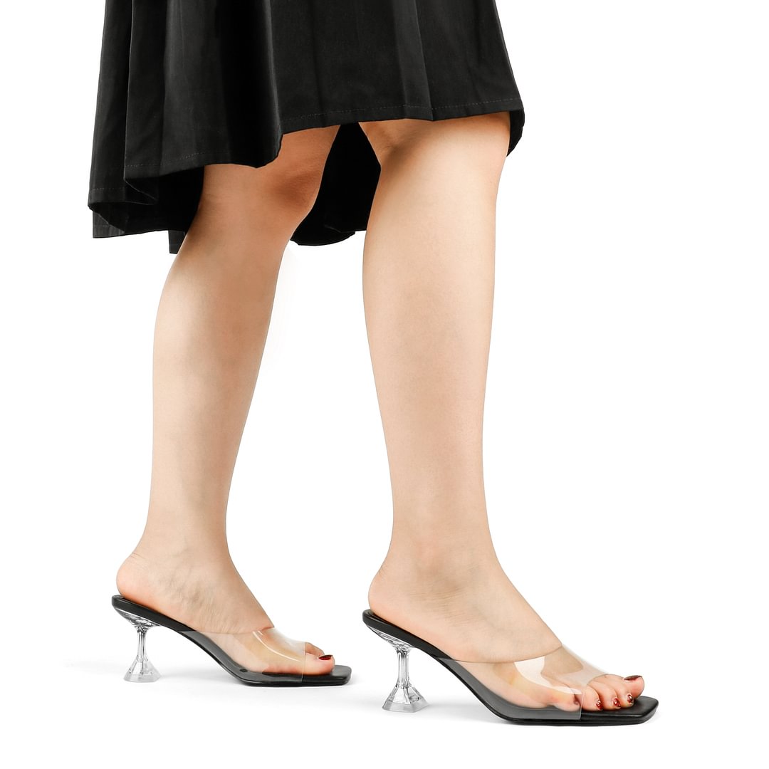 7cm/2.76''  Transparent Low Heeled Sandals Women's Slippers