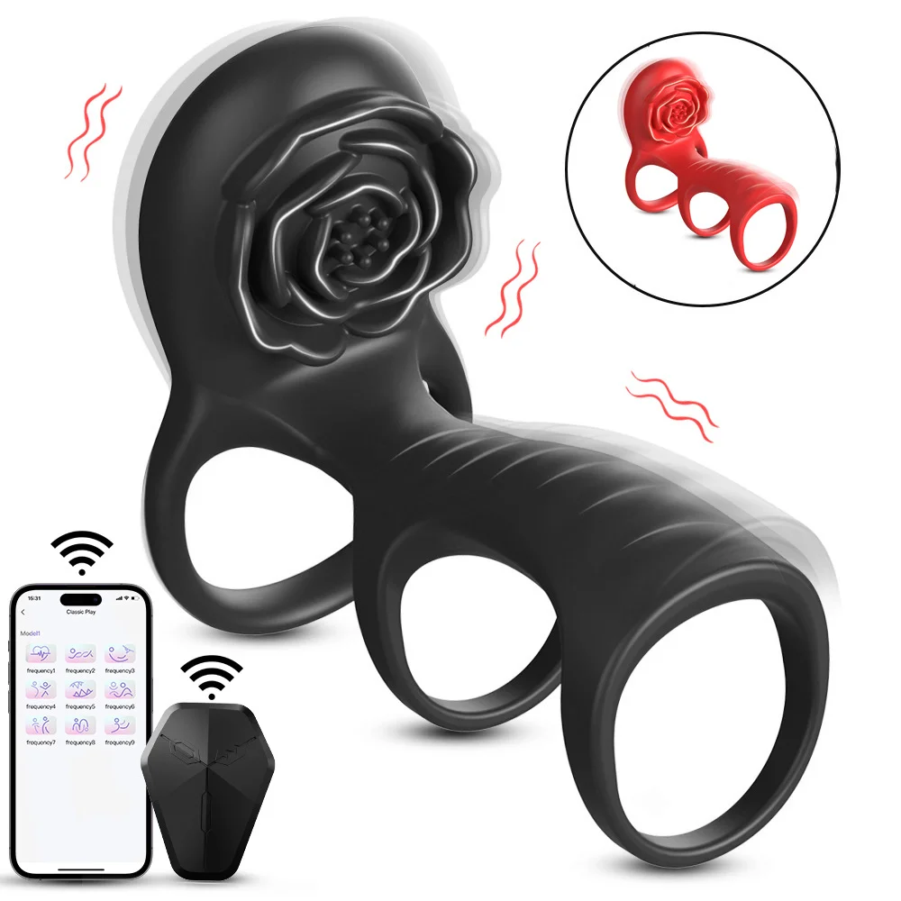 Rose Vibrating Cock Ring Adult Sex Toys With Clitoral G Spot Stimulation Rings For Couple With App Remote Control