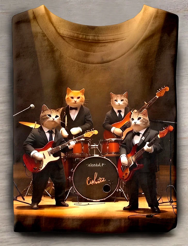 Eagerlys Cat Band T-shirt Eagerlys