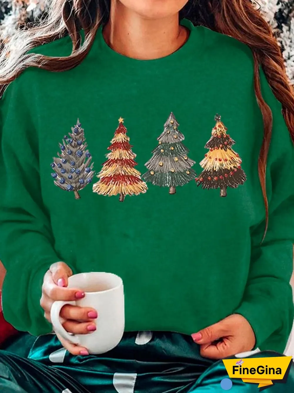 Women's Christmas Tree Print Casual Sweatshirt