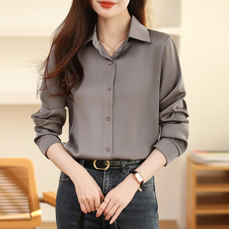 Athvotar Athvotar And Autumn 2025 New Advanced Sensational Anti-Floored Wrinkled-Faced Shirt For Women's French Leisure Career Commuting Shirt