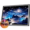 (50*40cm)Starry Night Mountain River - Round Partial AB Drill Diamond Painting