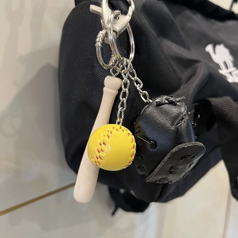 Fashion Baseball Pu Leather Unisex Bag Pendant Keychain