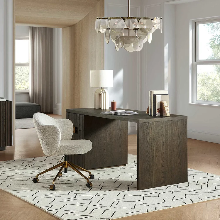 Simone Performance Boucl&eacute; Office Chair, Antique Brass