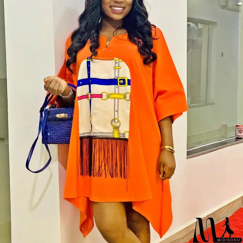 MidiSono - Women Chic Fashion Printed Fringe Casual Skirt