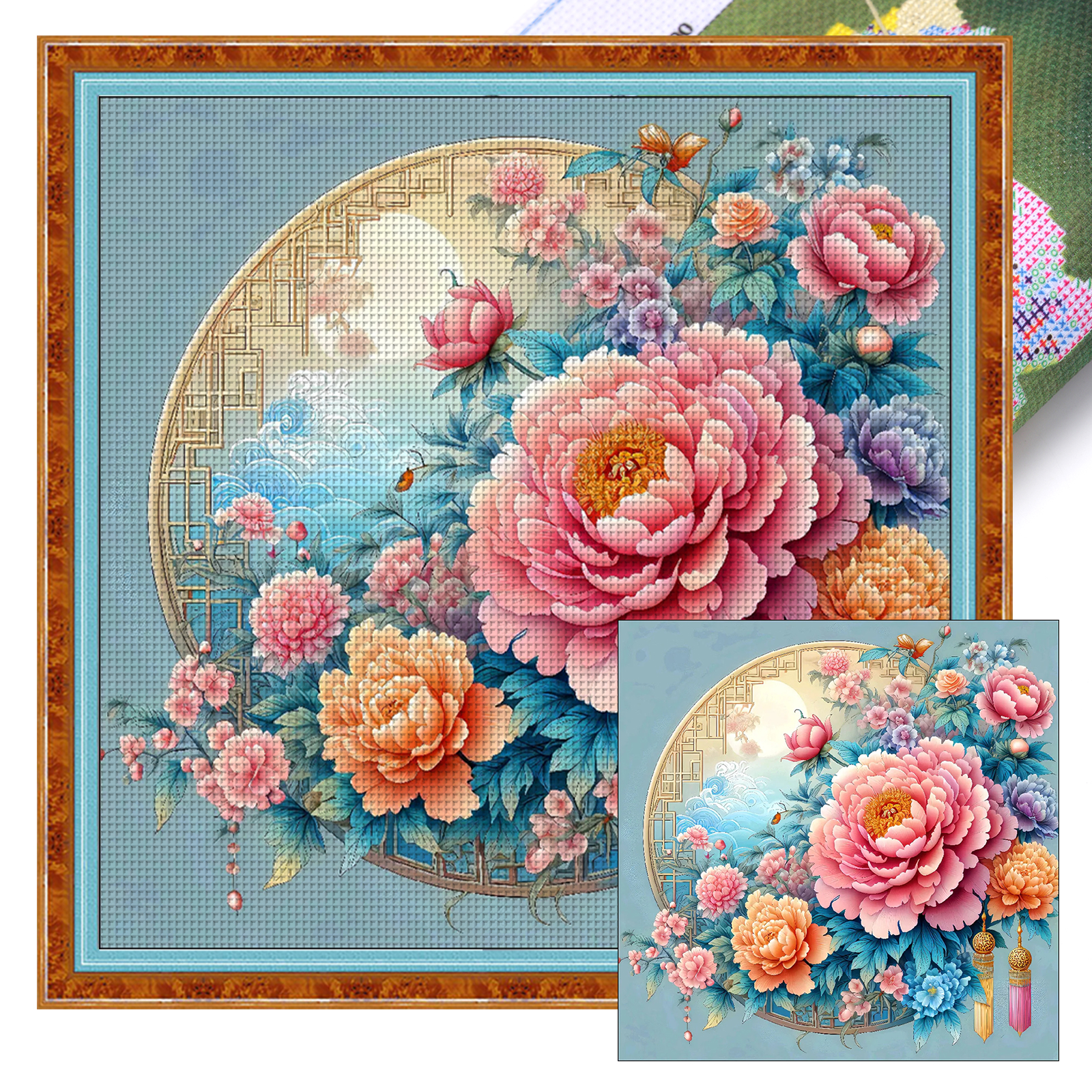 Mona Lisa Brand】9CT Stamped Cross Stitch National Beauty Floral