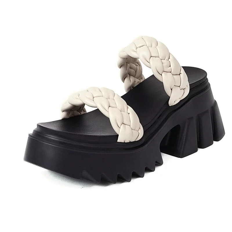 Gdgydh Women Slippers Summer Platform Sandals 2021 High Heels Platform Wedge Slippers Outdoors Leisure Quality Plus Size 43