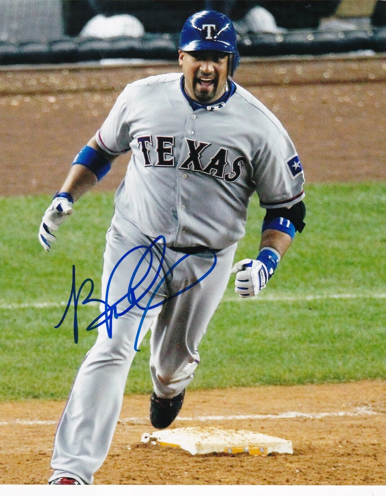 BENJI MOLINA TEXAS RANGERS ACTION SIGNED 8x10