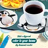 6 kits d&rsquo;art en carton anim&eacute; DIY Diamond Peinture en bois avec support (Pinguin)