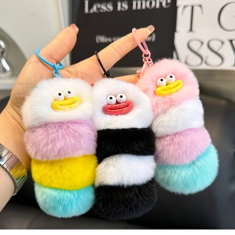 Cute Caterpillar Plush Unisex Bag Pendant Keychain