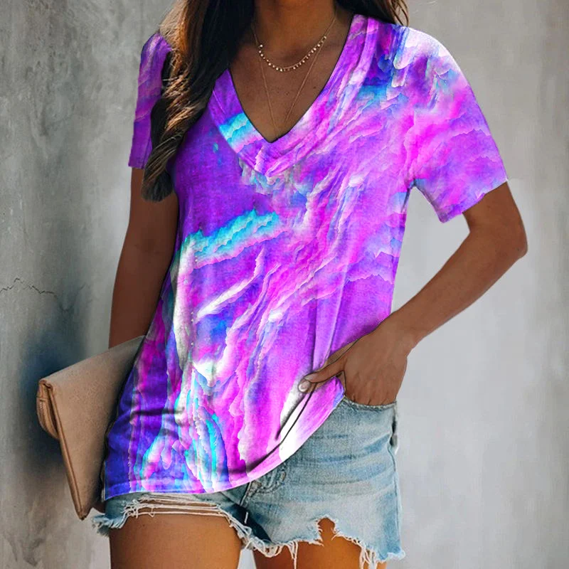 Color Tie-dye Print Women's Graphic T-shirts