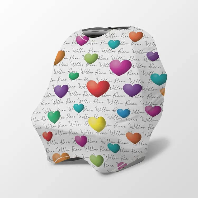 Personalized Cute Rainbow Heart Baby Car Seat Canopy| Canopyl251